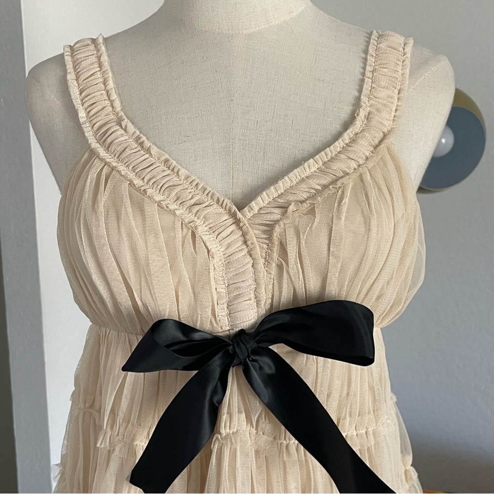 Lucky Brand Tiered Tulle Bow Tank Top Babydoll Dollcore - Picture 5 of 10